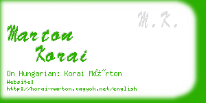 marton korai business card